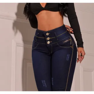 Estilo Linda Calça Jeans Ziper Cós Lycra Stretch Elastano - 36