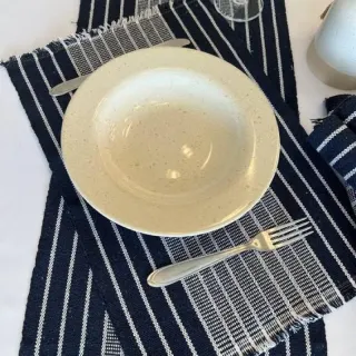 Jogo de Mesa Americano de Tear com 7 peças: Decoração Chic e Imperdível - Preto faixa