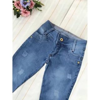 Moda Infantil: Calça Jeans Skinny Menina Juvenil 2-16 Anos - JEANS ESCURO