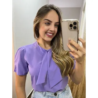 Moda Evangélica Blusa Social Feminina Manga Curta - 654