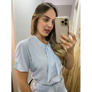 Moda Evangélica Blusa Social Feminina Manga Curta - 654