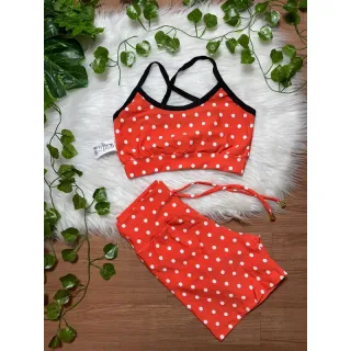 Short + Top para Academia - Conjunto perfeito para seus treinos - Rosa detalhes azul bebê