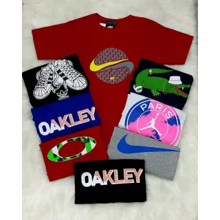 Malha de algodão penteado - Kit 3 camisetas estampadas variadas - CORES VARIADAS