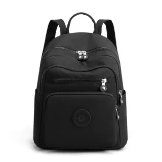 Média Viagem Simples Sólida Cor Leve Feminina Escolar Pano Nylon Moda Casual Mochila - ROSA5107