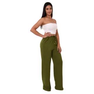 Moda Casual: Calça Pantalona Feminina de Cintura Alta - Tendência Wide Leg - Marinho