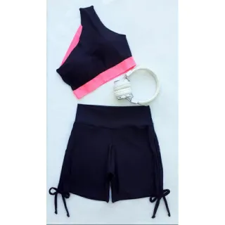 Conjunto Fitness Feminino Neon Estampa Animal Cintura Alta - Ref.022