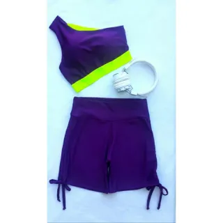 Conjunto Fitness Feminino Neon Estampa Animal Cintura Alta - Ref.022