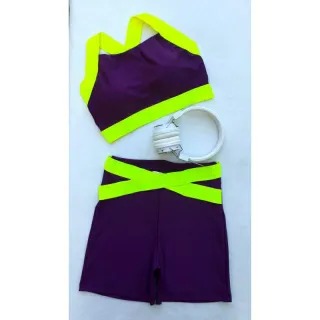 Conjunto Fitness Feminino Neon Estampa Animal Cintura Alta - Ref.022