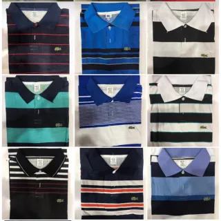 Camisa Polo Listrada em Algodão Promoção Imperdível - Rosa