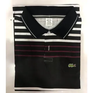 Camisa Polo Listrada em Algodão Promoção Imperdível - Rosa