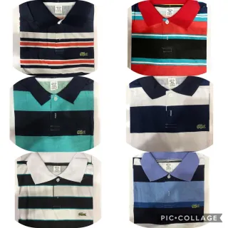 Camisa Polo Listrada em Algodão Promoção Imperdível - Rosa