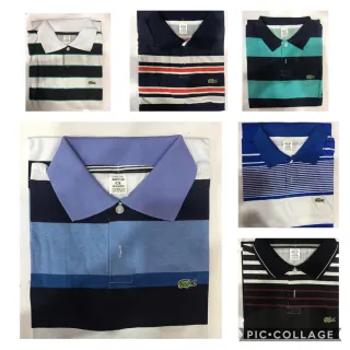 Camisas Polo Listradas em Algodão - Supper Promoção! - Azul Marinho