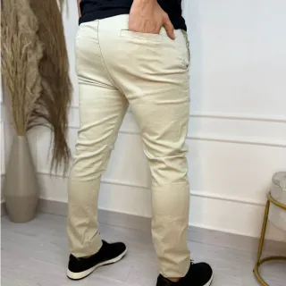 Calça Casual Slim Masculina de Sarja com Elastano - Chumbo
