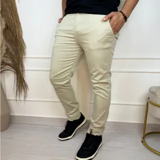 Calça Casual Slim Masculina de Sarja com Elastano - Chumbo