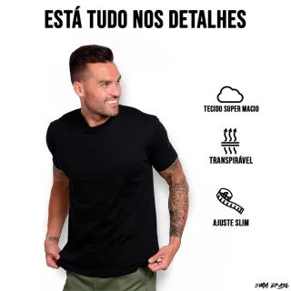 Camiseta Premium Lisa Básica - Preto, Cinza, Bordo, Branco, Azul e Vermelho - Branco