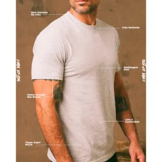 Camiseta Premium Lisa Básica - Preto, Cinza, Bordo, Branco, Azul e Vermelho - Branco