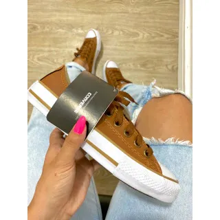 Tênis Converse Cano Baixo Sintético Bege Caramelo - Feminino/Masculino - Caramelo