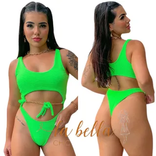 Biquíni Neon Asa Delta Amarrar Lateral - Gringo Anitta - Anita Vermelho Texturizado