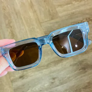 Proteção Uv400 Óculos Quadrado Masculino Feminino - Azul Transparente