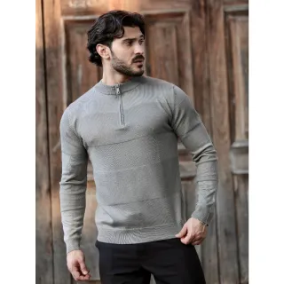 Inverno Masculino Manga Longa Suéter Meio Zíper Blusa