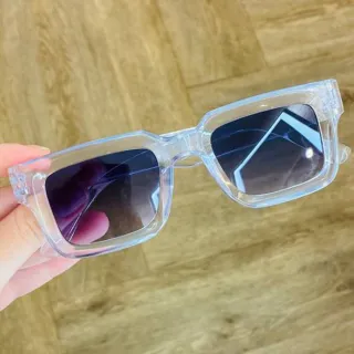 Proteção Uv400 Óculos Quadrado Masculino Feminino - Azul Transparente