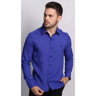Camisa Masculina Slim Fit Manga Longa - Modelo Social Original - Preto