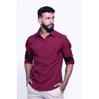 Camisa Masculina Slim Fit Manga Longa - Modelo Social Original - Preto