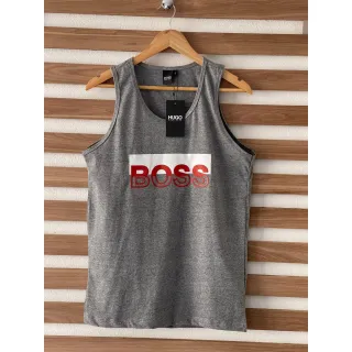 Camiseta premium penteada Hugo Boss regata meia malha 30.1 - MESCLA