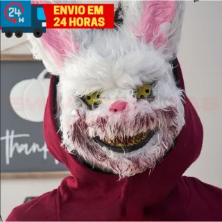Fantasias de Halloween - Máscara Coelho Sanguíneo Terror - Urso Preto