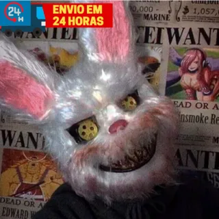 Fantasias de Halloween - Máscara Coelho Sanguíneo Terror - Urso Preto