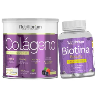 Biotina Nutrilibrium + Ácido Hialurônico Premium Kit Colágeno Verisol - Abacaxi com Hortelã