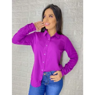 Moda Blogueira - Camisa Social Feminina Lisa/Xadrez - XADREZ AZUL/VERDE ÁGUA