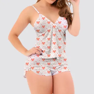 Pijama Leve Babydoll Feminino Estampado e Liso P ao GG - P