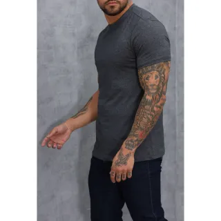 Camiseta Lisa Chumbo Mescla Masculina - Premium 100% Algodão - M