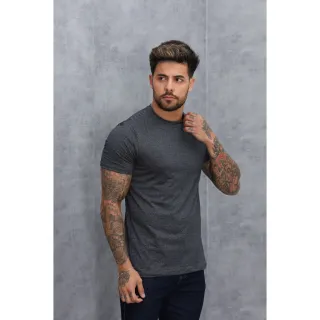 Camiseta Lisa Chumbo Mescla Masculina - Premium 100% Algodão - M