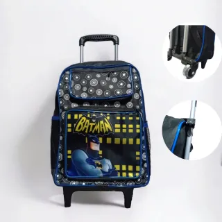 Mochila Rodinha Patrulha Canina Homem Aranha Sonic Hulk Minnie Mario Bros Roblox Naruto Infanfil Menino Menina - Batman Rodinhas