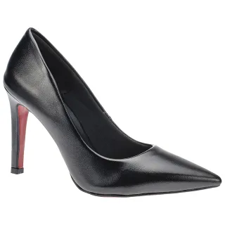 Moda Feminina Scarpin Preto Sola Vermelha Salto Fino - Preto
