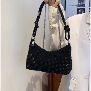 Promoção Bolsa Feminina Transversal Grande de Festa Balada Strass Brilho Presente WT-040 - Prata