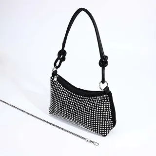 Promoção Bolsa Feminina Transversal Grande de Festa Balada Strass Brilho Presente WT-040 - Prata