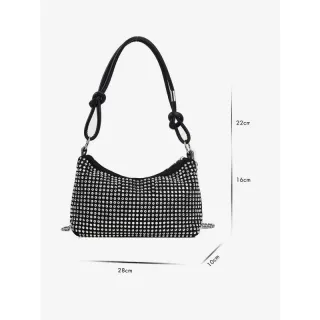 Promoção Bolsa Feminina Transversal Grande de Festa Balada Strass Brilho Presente WT-040 - Prata