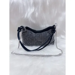 Promoção Bolsa Feminina Transversal Grande de Festa Balada Strass Brilho Presente WT-040 - Prata