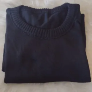 Suéter masculino meia estação com gola posta - Blusa de frio - Azul Marinho