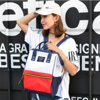 Rafaela Estilosa Mão Bolsa Feminina de Mochila - Azul com vermelho