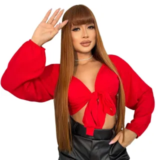 Blusa Manga Longa Cropped Frente / Costa Multiformas Amarrar Elástico Pulso - Preto