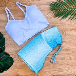 Conjunto Fitness Feminino Estampado - Cropped Top com Bojo e Short de Cordinha Regulagem - Estampa 2