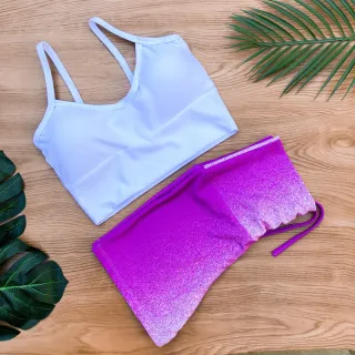 Conjunto Fitness Feminino Estampado - Cropped Top com Bojo e Short de Cordinha Regulagem - Estampa 2