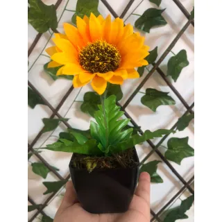 Vasinho de Acrílico com Mini Girassol - 15 cm de Altura - Único