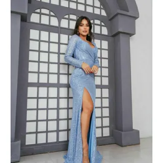 Madrinhas Festas Manga Longa Vestido Feminino Paetê Longo - Bordô