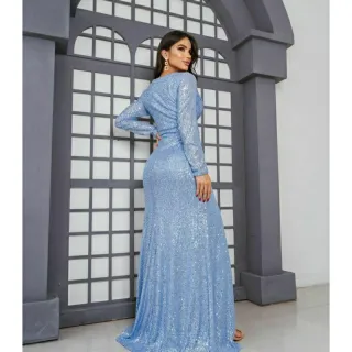 Madrinhas Festas Manga Longa Vestido Feminino Paetê Longo - Bordô