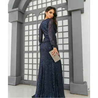 Madrinhas Festas Manga Longa Vestido Feminino Paetê Longo - Bordô